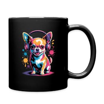 Chihuahua Headphones - Full Colour Mug - black - Right