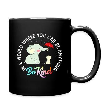 Be Kind Elephant Under Umbrella - Full Colour Mug - black - Right