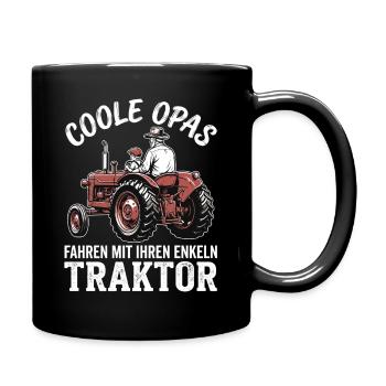 Coole Opas fahren mit ihren Enkeln Traktor - Tasse einfarbig - Schwarz - Rechts
