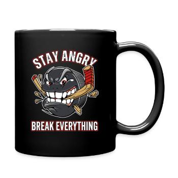 Böser Eishockey Puck bricht Schläger - Tasse einfarbig - Schwarz - Rechts