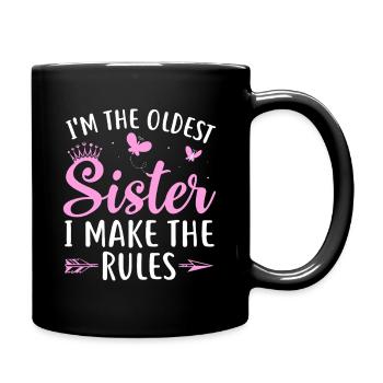 Oldest Sister Rules Pink - Full Colour Mug - black - Right