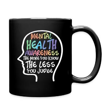 Bewusstsein für psychische Gesundheit: Weniger Urteil - Tasse einfarbig - Schwarz - Rechts