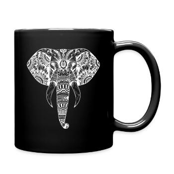 Verzierte Elefanten-Mandala - Tasse einfarbig - Schwarz - Rechts