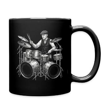 Calvin Coolidge spielt Schlagzeug - Tasse einfarbig - Schwarz - Rechts
