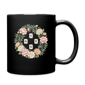 Floral Mahjong Lover Mahjong Player - Full Colour Mug - black - Right