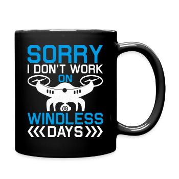 Windstill-Drohne Spruch - Tasse einfarbig - Schwarz - Rechts