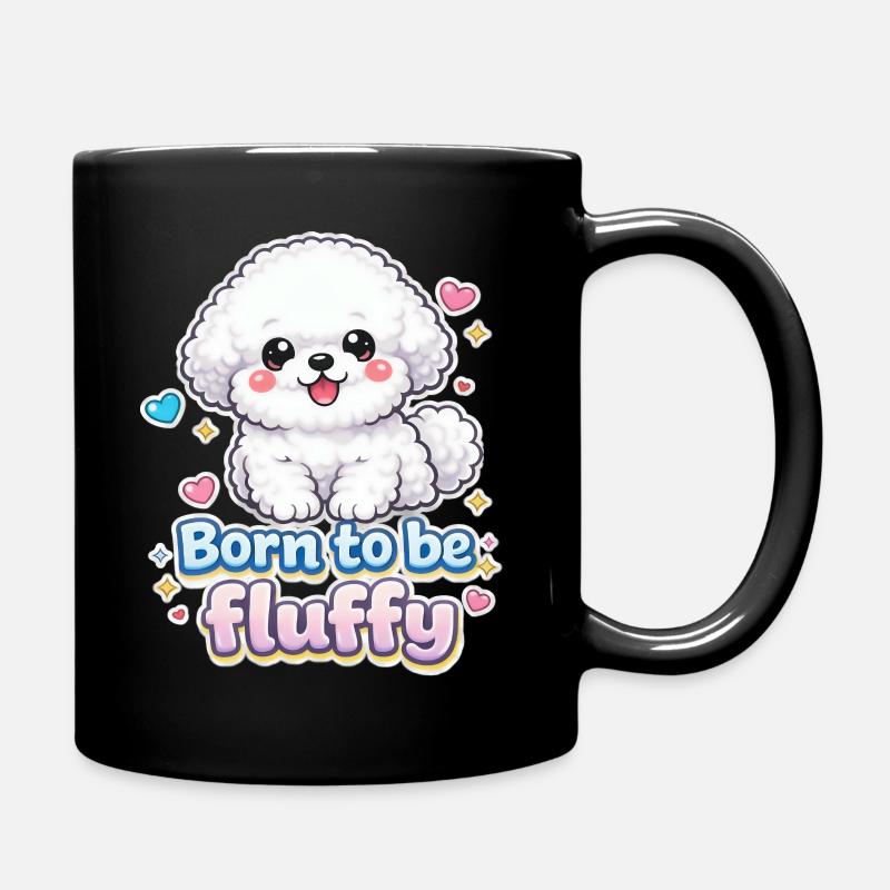 Born to be Fluffy -  niedliches Hunde Design - Tasse einfarbig - Schwarz