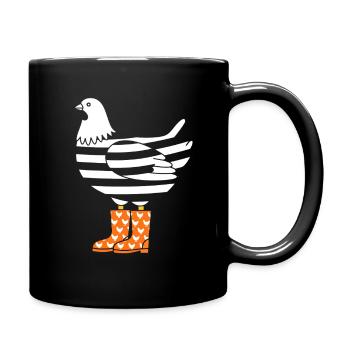 Poulet rayé en bottes orange - Mug uni - noir - Droite
