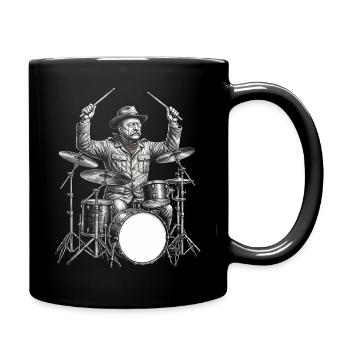 Theodore Roosevelt plays drums - Full Colour Mug - black - Right