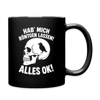Vogel im Kopf Röntgen Humor Shirt - Tasse einfarbig - Schwarz - Rechts