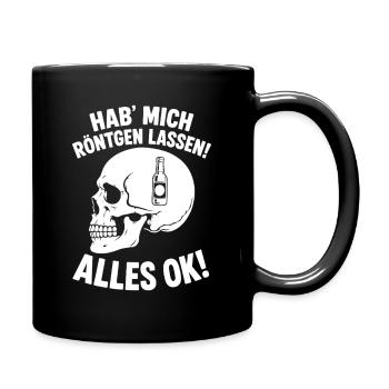 Bier im Kopf Röntgen Humor Shirt - Tasse einfarbig - Schwarz - Rechts