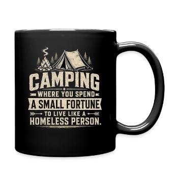 Camping Luxus-Spruch: Zeltpreis-Witz - Tasse einfarbig - Schwarz - Rechts
