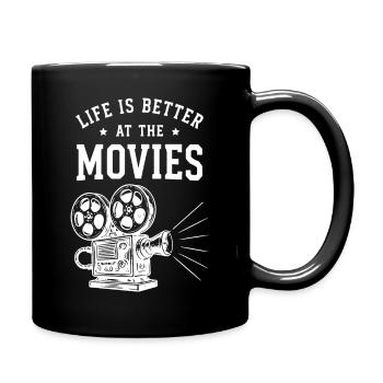 Life is better at the movies Kino Film Retro - Tasse einfarbig - Schwarz - Rechts