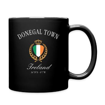 Donegal Town Irland Wappen Krone – Reise Souvenir - Tasse einfarbig - Schwarz - Rechts