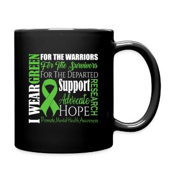 Green Ribbon Psychische Gesundheitsunterstützung - Tasse einfarbig - Schwarz - Rechts