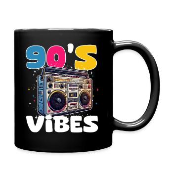 Vibes 90er Farbenfroher Retro-Boombox - Tasse einfarbig - Schwarz - Rechts