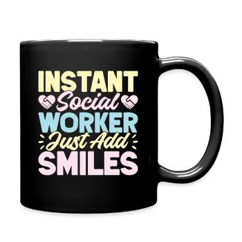 Social Worker Quota Just Add Smiles Social Work - Full Colour Mug - black - Right