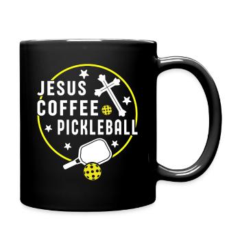 Jesus Kaffee Pickleball Design - Tasse einfarbig - Schwarz - Rechts