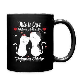 T-shirts de pyjama du couple de chats de la Saint-Valentin - Mug uni - noir - Droite