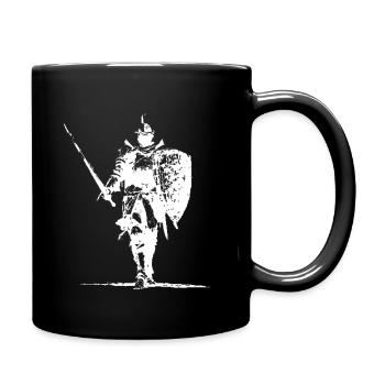 Ritter-Silhouette mit Schild und Speer - Tasse einfarbig - Schwarz - Rechts