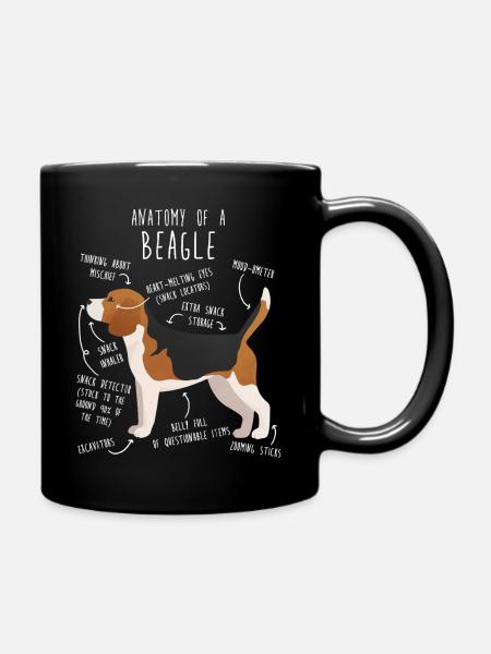 Beagle Dog Anatomy - Full Colour Mug - black