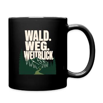 Schwarzwald Wandern, Wald. Weg. Weitblick - Tasse einfarbig - Schwarz - Rechts