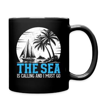La mer appelle et je dois y aller, capitaine voile voile - Mug uni - noir - Droite