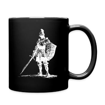 Ritter-Silhouette mit Schwert und Schild - Tasse einfarbig - Schwarz - Rechts