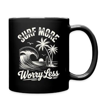 Surfez plus, inquiétez-vous, moins de vagues de vacances d’été - Mug uni - noir - Droite