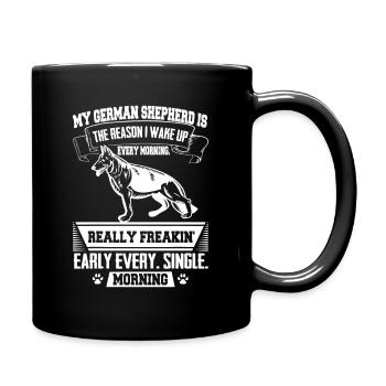 T-shirt mème chien tôt le matin - Mug uni - noir - Droite