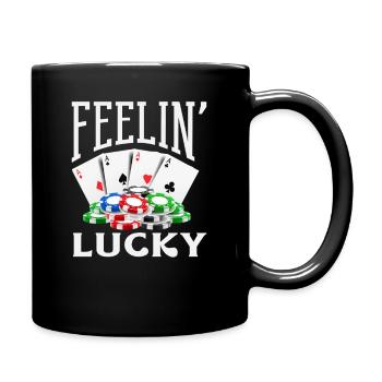 Happiness Casino Gambling Poker Card Game - Full Colour Mug - black - Right
