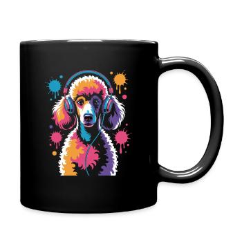Caniche avec un casque - Mug uni - noir - Droite