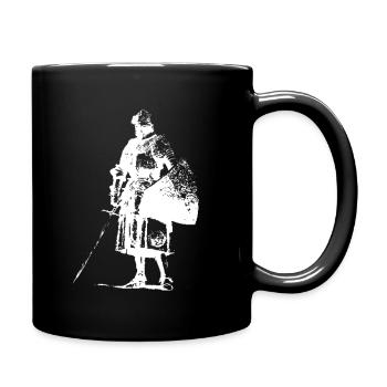 Einsamer Ritter mit Banner-Silhouette - Tasse einfarbig - Schwarz - Rechts