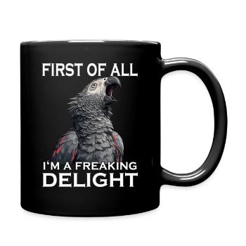 Naughty Grey Parrot Sarcasm Funny Parrot - Full Colour Mug - black - Right