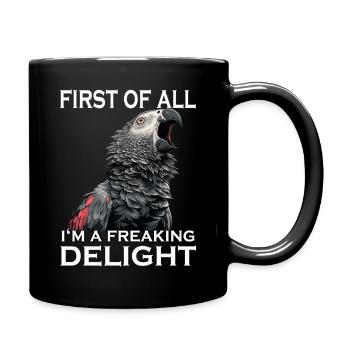 African grey parrot, sarcastic bird, cheeky parrot, - Full Colour Mug - black - Right