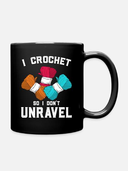 Crochet & Chill – crochet instead of freaking out - Full Colour Mug - black