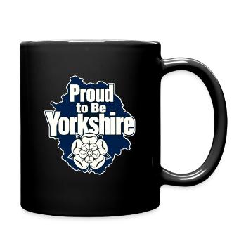 Proud to Be Yorkshire, White Rose County Pride - Full Colour Mug - black - Right