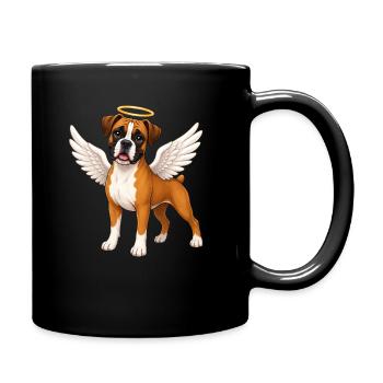 Boxer Dog Angel Wings Halo Keepsake - Full Colour Mug - black - Right
