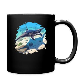 Rochen Mantarochen - Tasse einfarbig - Schwarz - Rechts