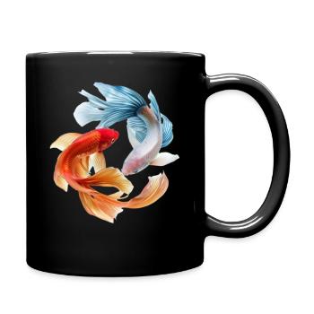 Koi-Farbkreis: Goldfisch-Paar - Tasse einfarbig - Schwarz - Rechts
