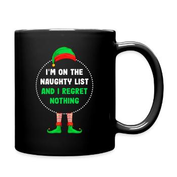 Naughty List Elf Tee Regret Nothing - Full Colour Mug - black - Right