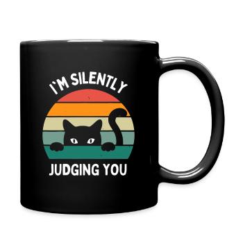 Chat silencieux qui te juge - Mug uni - noir - Droite