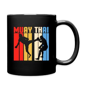 Muay Thai Silhouette Stripes - Full Colour Mug - black - Right