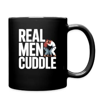 Real Men Cuddle Brazilian Jiu Jitsu MMA Judo BJJ - Full Colour Mug - black - Right
