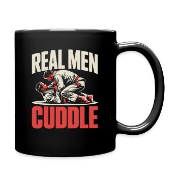 Real Men Cuddle Brazilian Jiu Jitsu MMA Judo BJJ - Full Colour Mug - black - Right