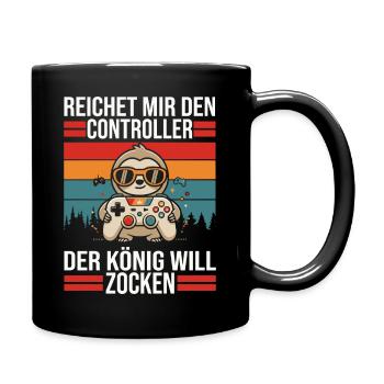 König will Zocken Controller - Tasse einfarbig - Schwarz - Rechts