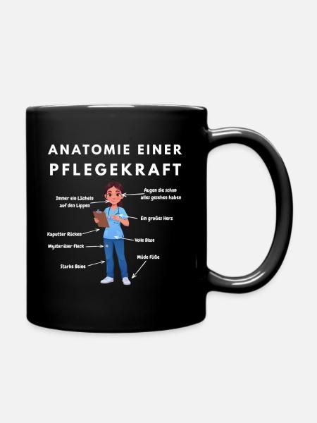 Anatomie Pflegekraft Humor Pflege Design - Tasse einfarbig - Schwarz