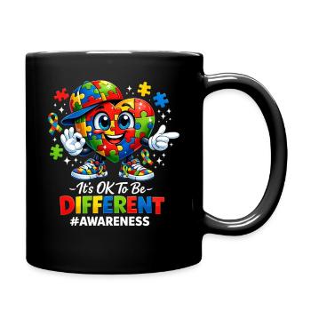 It's OK To Be Different Autism Awareness Puzzle - Full Colour Mug - black - Right