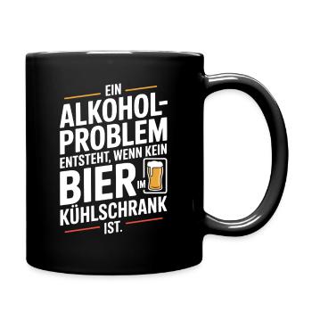 Bier Spruch Alkohol Problem Männerabend JGA Herren - Tasse einfarbig - Schwarz - Rechts
