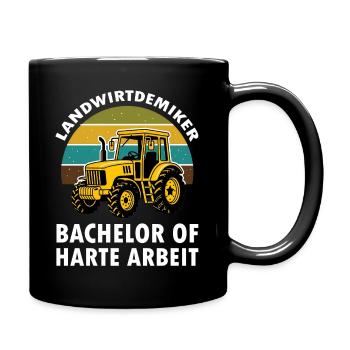 Landwirt Bachalor of harte Arbeit mit Traktor - Tasse einfarbig - Schwarz - Rechts